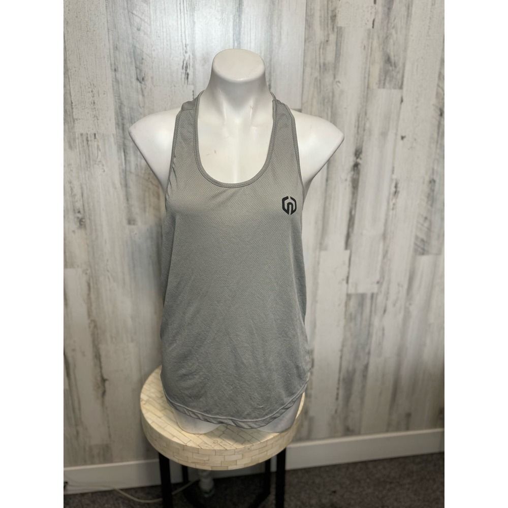 Neleus Mens Y-Back Stringer Tank Top Medium Grey Mesh Workout Bodybuilding